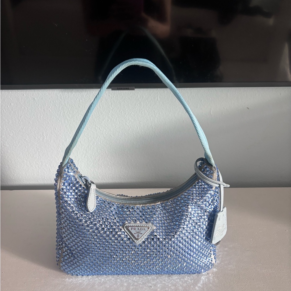Prada Light Blue Crystal Shoulder Bag